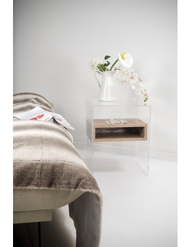 iPLEX Design - ""LYN"" TavolinoComodino Habitat rovere - Trasparente/marrone - 40x50x33 cm