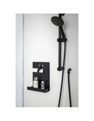 iPLEX Design - Calipso Mensola Doccia Gruccia Nero in plexiglass - 24x31,5x10 cm