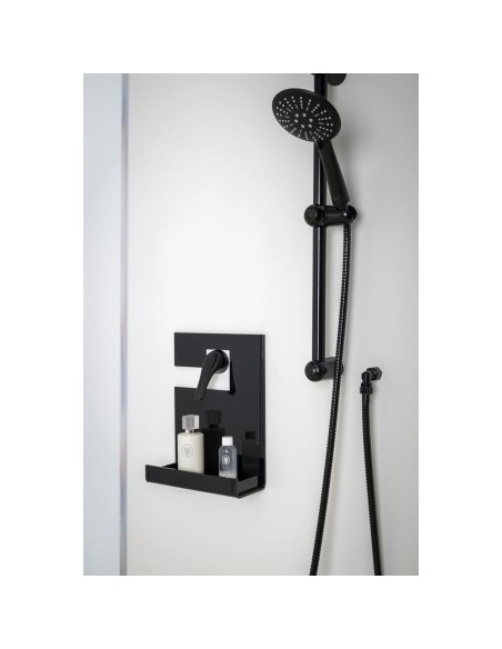 iPLEX Design - Calipso Mensola Doccia Gruccia Nero in plexiglass - 24x31,5x10 cm