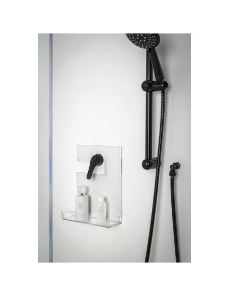 iPLEX Design - Calipso Mensola Doccia Gruccia Trasparente in plexiglass - 24x31,5x10 cm