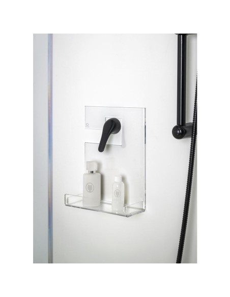 iPLEX Design - Calipso Mensola Doccia Gruccia Trasparente in plexiglass - 24x31,5x10 cm