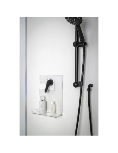 iPLEX Design - Calipso Mensola Doccia Gruccia Trasparente in plexiglass - 24x31,5x10 cm