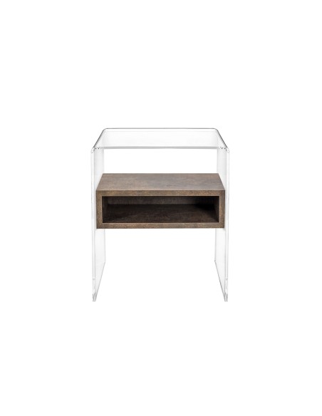 iPLEX Design - ""LYN"" TavolinoComodino Habitat corten - Trasparente/corten - 40x50x33 cm