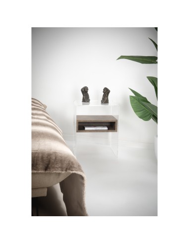 iPLEX Design - ""LYN"" TavolinoComodino Habitat corten - Trasparente/corten - 40x50x33 cm