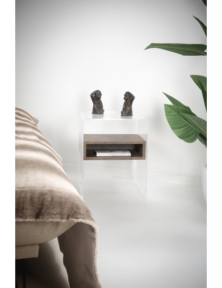 iPLEX Design - ""LYN"" TavolinoComodino Habitat corten - Trasparente/corten - 40x50x33 cm