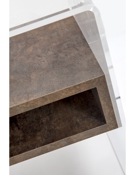 iPLEX Design - ""LYN"" TavolinoComodino Habitat corten - Trasparente/corten - 40x50x33 cm