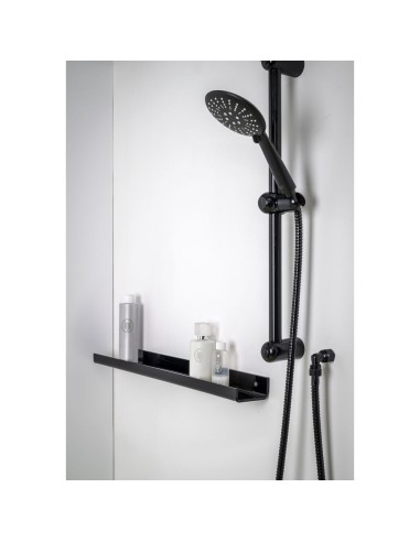 iPLEX Design - Calipso Mensola Doccia L.600 Nero in plexiglass - 60x4,5x8,5 cm