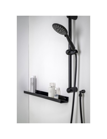 iPLEX Design - Calipso Mensola Doccia L.600 Nero in plexiglass - 60x4,5x8,5 cm