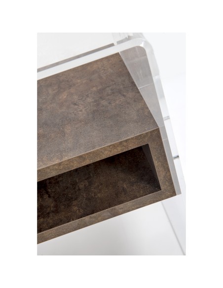 iPLEX Design - ""LYN"" TavolinoComodino Habitat corten - Trasparente/corten - 40x50x33 cm