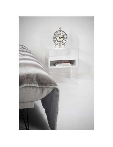 iPLEX Design - ""LYN"" TavolinoComodino Habitat bianco supremo - Trasparente/bianco - 40x50x33 cm