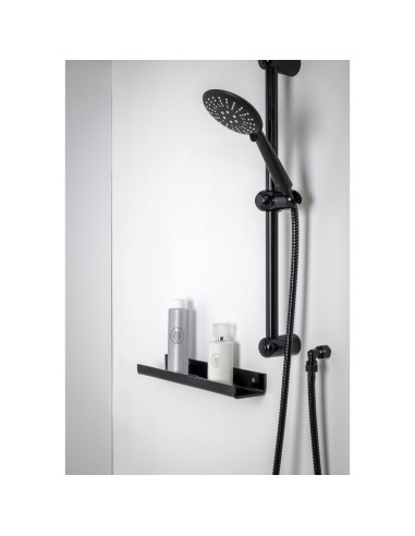 iPLEX Design - Calipso Mensola Doccia L.370 Nero in plexiglass - 37x4,5x8,5 cm