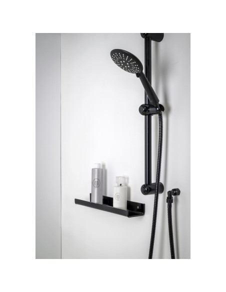 iPLEX Design - Calipso Mensola Doccia L.370 Nero in plexiglass - 37x4,5x8,5 cm