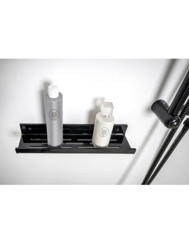 iPLEX Design - Calipso Mensola Doccia L.370 Nero in plexiglass - 37x4,5x8,5 cm