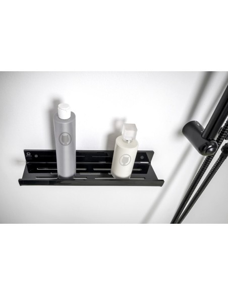 iPLEX Design - Calipso Mensola Doccia L.370 Nero in plexiglass - 37x4,5x8,5 cm