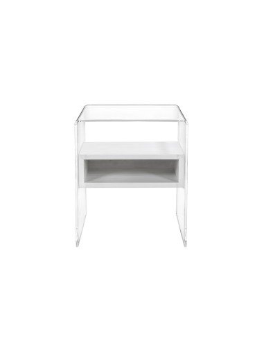iPLEX Design - ""LYN"" TavolinoComodino Habitat bianco supremo - Trasparente/bianco - 40x50x33 cm
