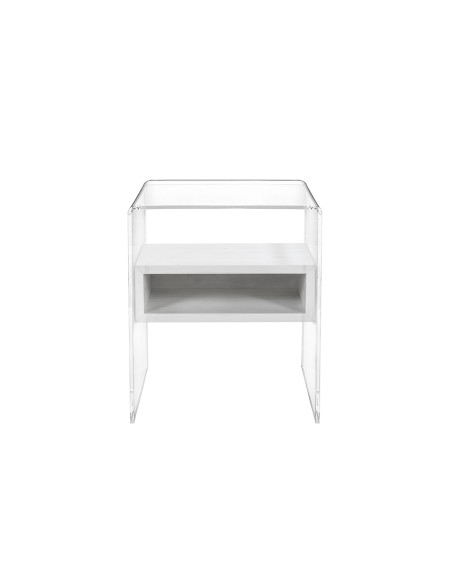 iPLEX Design - ""LYN"" TavolinoComodino Habitat bianco supremo - Trasparente/bianco - 40x50x33 cm