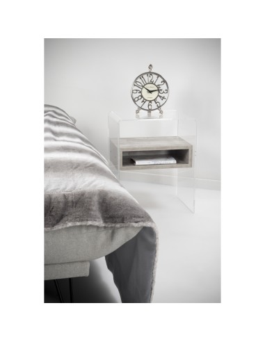 iPLEX Design - ""LYN"" TavolinoComodino Habitat grigio atrium - Trasparente/grigio - 40x50x33 cm