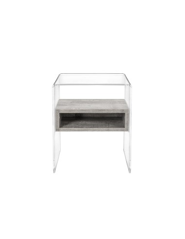iPLEX Design - ""LYN"" TavolinoComodino Habitat grigio atrium - Trasparente/grigio - 40x50x33 cm