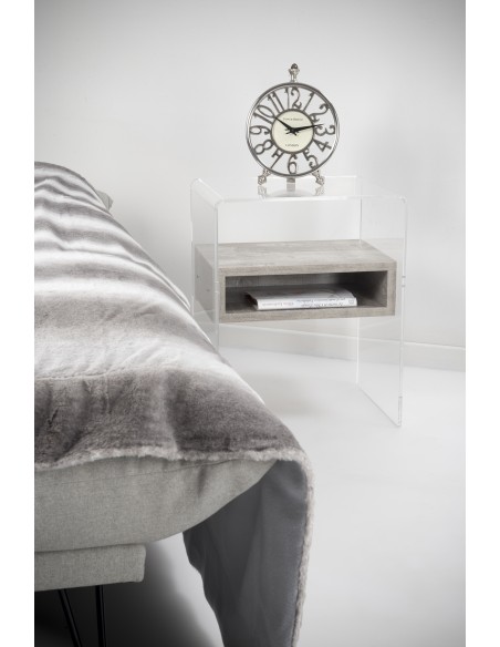 iPLEX Design - ""LYN"" TavolinoComodino Habitat grigio atrium - Trasparente/grigio - 40x50x33 cm