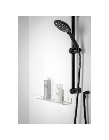 iPLEX Design - Calipso Mensola Doccia L.370 Trasparente in plexiglass - 37x4,5x8,5 cm