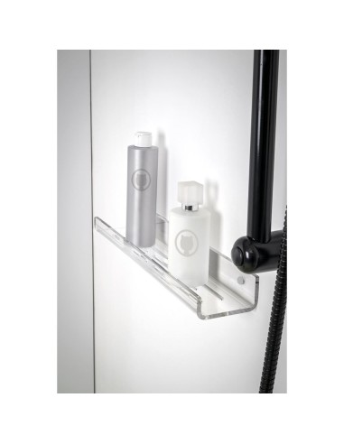 iPLEX Design - Calipso Mensola Doccia L.370 Trasparente in plexiglass - 37x4,5x8,5 cm