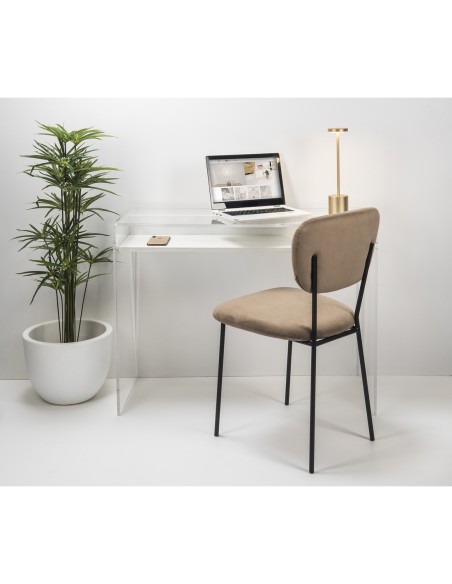 iPLEX Design - ""MOREMORE 18"" Scrivania Habitat bianco supremo - Trasparente/WOOD BIANCO - 100x75x40 cm