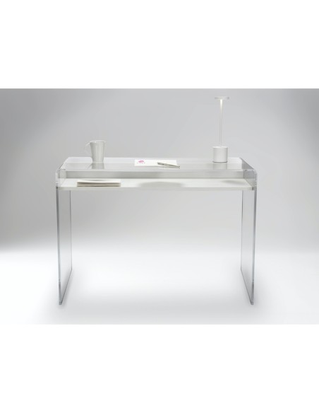 iPLEX Design - ""MOREMORE 18"" Scrivania Habitat bianco supremo - Trasparente/WOOD BIANCO - 100x75x40 cm