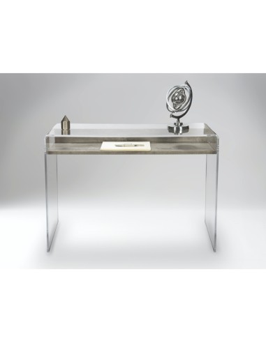 iPLEX Design - ""MOREMORE 18"" Scrivania Scrivania Habitat grigio atrium - Trasparente/WOOD GRIGIO - 100x75x40 cm