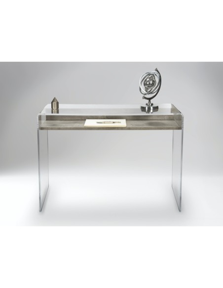 iPLEX Design - ""MOREMORE 18"" Scrivania Scrivania Habitat grigio atrium - Trasparente/WOOD GRIGIO - 100x75x40 cm