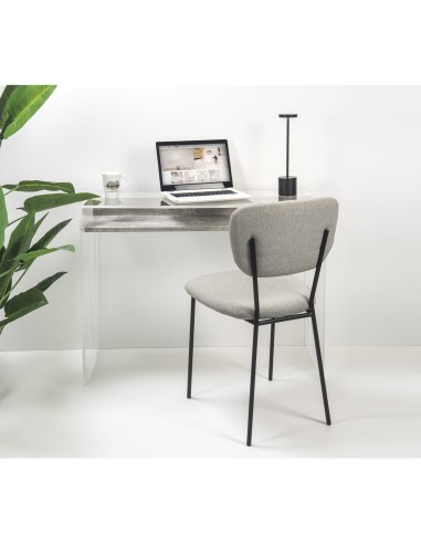 iPLEX Design - ""MOREMORE 18"" Scrivania Scrivania Habitat grigio atrium - Trasparente/WOOD GRIGIO - 100x75x40 cm