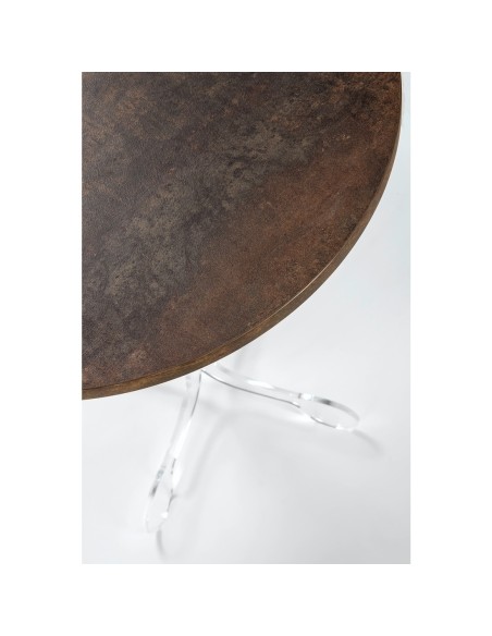 iPLEX Design - ""ARABESCO"" Tavolo medium Habitat corten - Trasparente/WOOD CORTEN - 50x60x50 cm