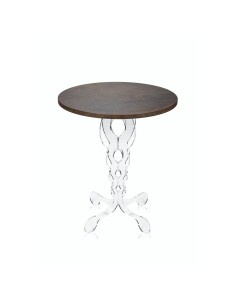 iPLEX Design - ""ARABESCO"" Tavolo medium Habitat corten - Trasparente/WOOD CORTEN - 50x60x50 cm