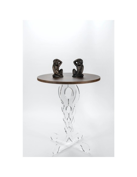iPLEX Design - ""ARABESCO"" Tavolo medium Habitat corten - Trasparente/WOOD CORTEN - 50x60x50 cm