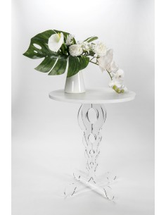 iPLEX Design - ""ARABESCO"" Tavolo medium Habitat bianco supremo - Trasparente/WOOD BIANCO - 50x60x50 cm 2