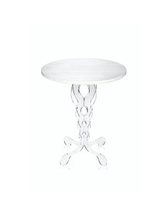iPLEX Design - ""ARABESCO"" Tavolo medium Habitat bianco supremo - Trasparente/WOOD BIANCO - 50x60x50 cm