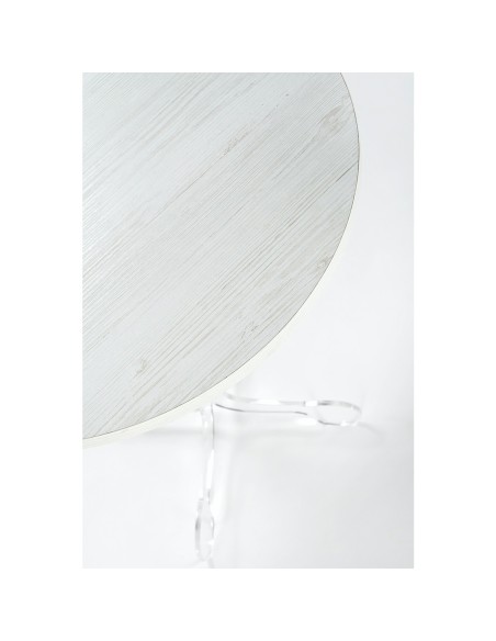 iPLEX Design - ""ARABESCO"" Tavolo medium Habitat bianco supremo - Trasparente/WOOD BIANCO - 50x60x50 cm