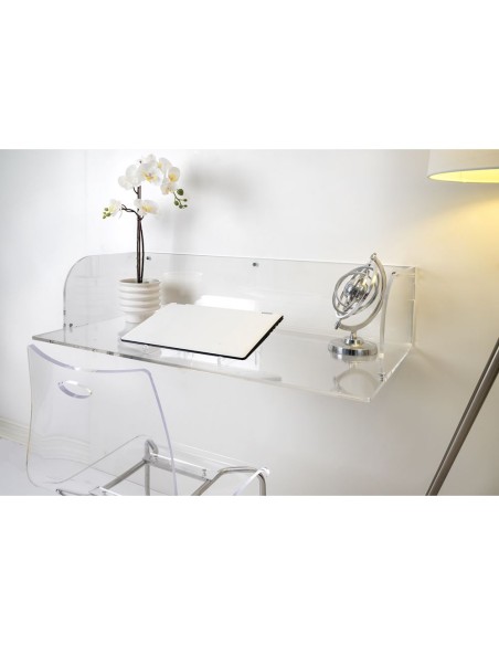 iPLEX Design - Secretaire Scrivania Da Parete in plexiglass - Trasparente - 100x25x50 cm