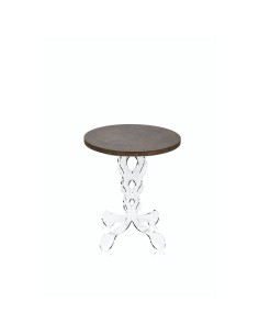 iPLEX Design - ""ARABESCO"" Tavolo Piccolo Habitat corten - Trasparente/WOOD CORTEN - 36x42x36 cm