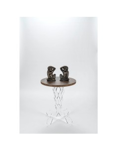 iPLEX Design - ""ARABESCO"" Tavolo Piccolo Habitat corten - Trasparente/WOOD CORTEN - 36x42x36 cm 2