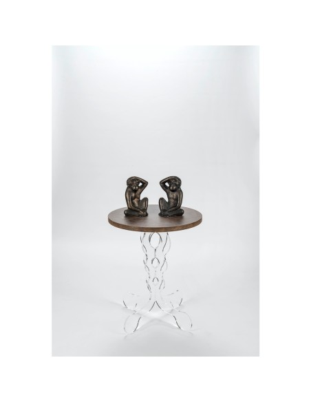 iPLEX Design - ""ARABESCO"" Tavolo Piccolo Habitat corten - Trasparente/WOOD CORTEN - 36x42x36 cm