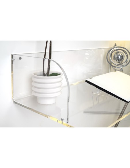 iPLEX Design - Secretaire Scrivania Da Parete in plexiglass - Trasparente - 100x25x50 cm