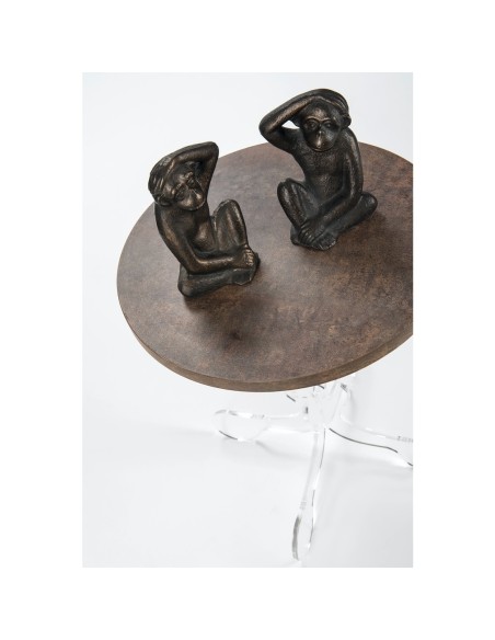 iPLEX Design - ""ARABESCO"" Tavolo Piccolo Habitat corten - Trasparente/WOOD CORTEN - 36x42x36 cm