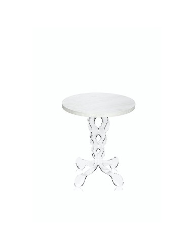 iPLEX Design - ""ARABESCO"" Tavolo Piccolo Habitat bianco supremo - Trasparente/WOOD BIANCO - 36x42x36 cm