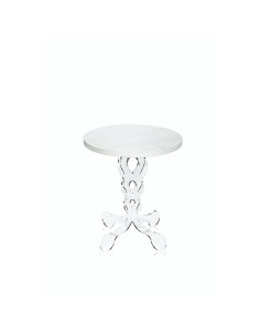 iPLEX Design - ""ARABESCO"" Tavolo Piccolo Habitat bianco supremo - Trasparente/WOOD BIANCO - 36x42x36 cm 2
