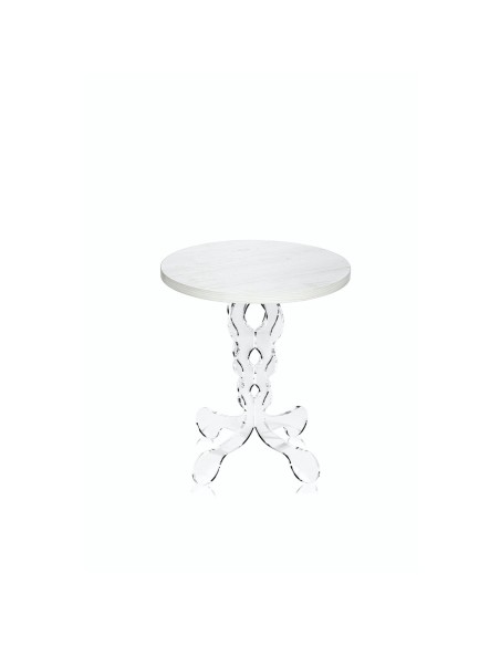 iPLEX Design - ""ARABESCO"" Tavolo Piccolo Habitat bianco supremo - Trasparente/WOOD BIANCO - 36x42x36 cm