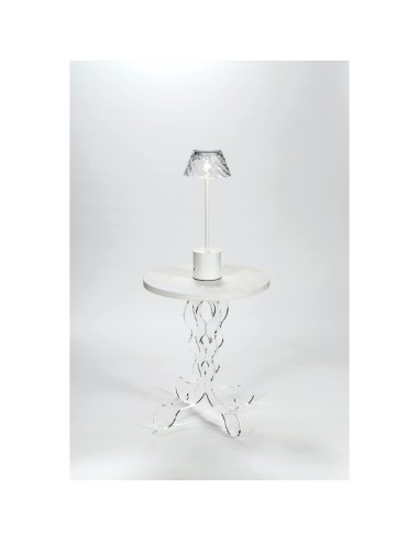 iPLEX Design - ""ARABESCO"" Tavolo Piccolo Habitat bianco supremo - Trasparente/WOOD BIANCO - 36x42x36 cm