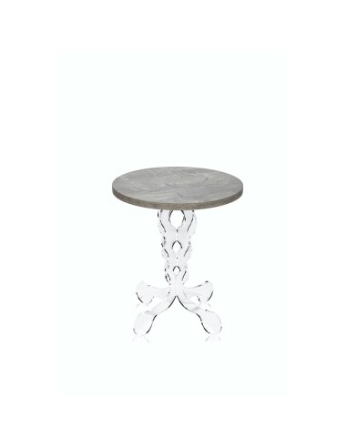iPLEX Design - ""ARABESCO"" Tavolo Piccolo Habitat grigio atrium - Trasparente/WOOD GRIGIO - 36x42x36 cm