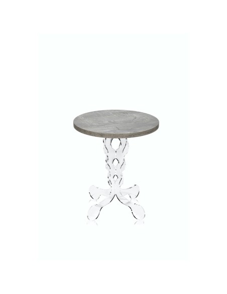 iPLEX Design - ""ARABESCO"" Tavolo Piccolo Habitat grigio atrium - Trasparente/WOOD GRIGIO - 36x42x36 cm