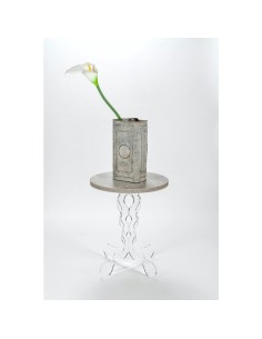 iPLEX Design - ""ARABESCO"" Tavolo Piccolo Habitat grigio atrium - Trasparente/WOOD GRIGIO - 36x42x36 cm 2