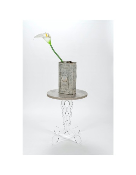 iPLEX Design - ""ARABESCO"" Tavolo Piccolo Habitat grigio atrium - Trasparente/WOOD GRIGIO - 36x42x36 cm